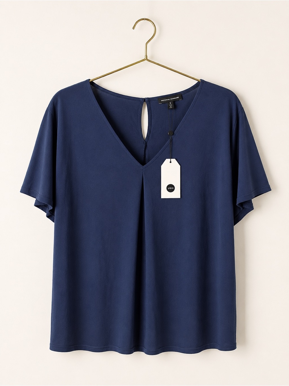Universal Standard Lansbury Crepe Jersey Blouse Navy Blue S 14/16 NWT